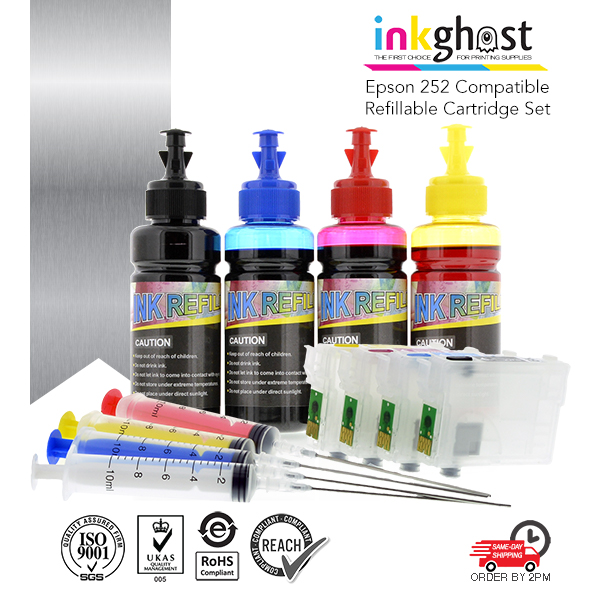 Ink 👻 252 Refillable Cartridges for Epson Workforce WF7710 WF7720